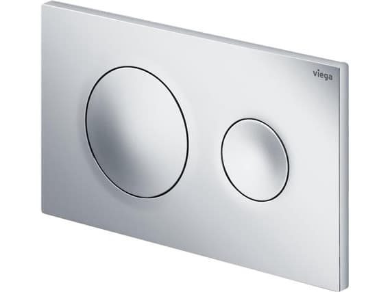 Viega alpin hvid kunststof 2-skylsteknik betjeningsplade beregnet for Prevista Dry WC-elementer. H: 130 mm B: 220 mm D: 8 mm