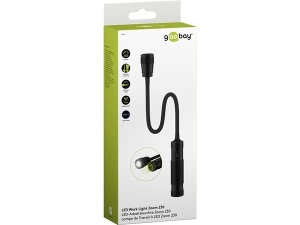 Goobay 58390, Magnetisk beslag till lommelygte, Sort, Aluminium, Plast, IPX4, -10 - 50 °C, LED