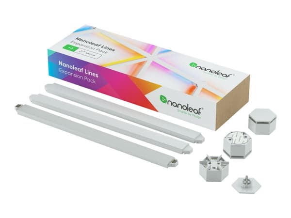 Nanoleaf Lines Expansion Pack - Trådløst lyssett - LED x 3 - 2 W - klasse G - 16 millioner farger - 1200-6500 K - lineær Hvit