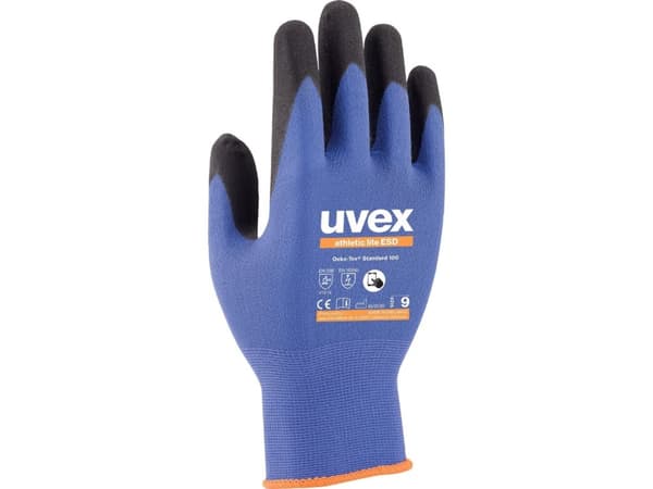 Uvex 60035, Fabrikkhansker, Antrasitt, Blå, Voksen, Unisex, Beskyttelse mot elektrostatisk utladning (ESD), 1 stykker