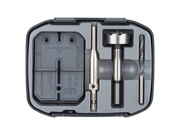 wolfcraft GmbH 4656000, Bor, Hengselbor, Tre, 3 stk, Sentreringsbor, Spiralbor, Ø 35 x 90 mm Forstner bor, Ø 2,5 mm sentreringsbor, og Ø 5 x 86 mm sp