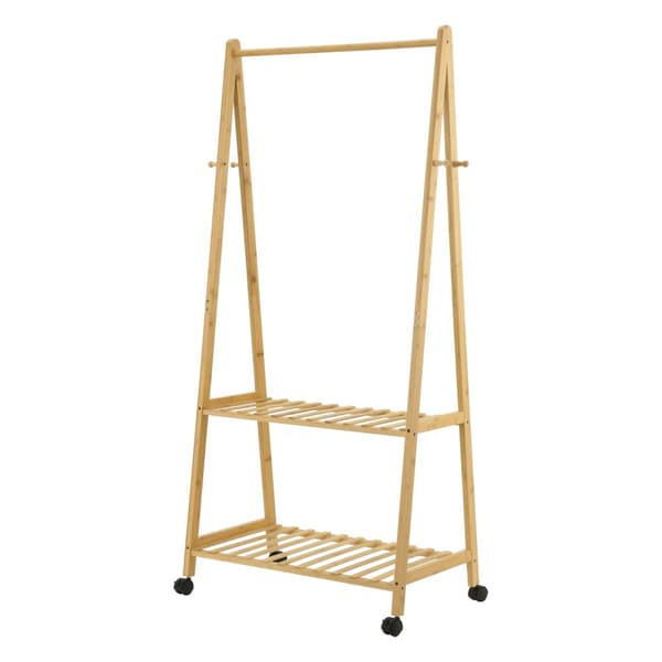 Klädställning Öckerö på hjul 69,5x43x152 cm bambu [en.casa]
