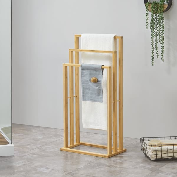 Handdukshållare Rana 40x24x82cm bambu [en.casa]