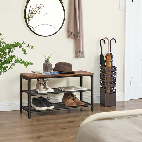 Skohylla Med Sittbänk 80 x 30 x 44,5 cm Industriell Stil
