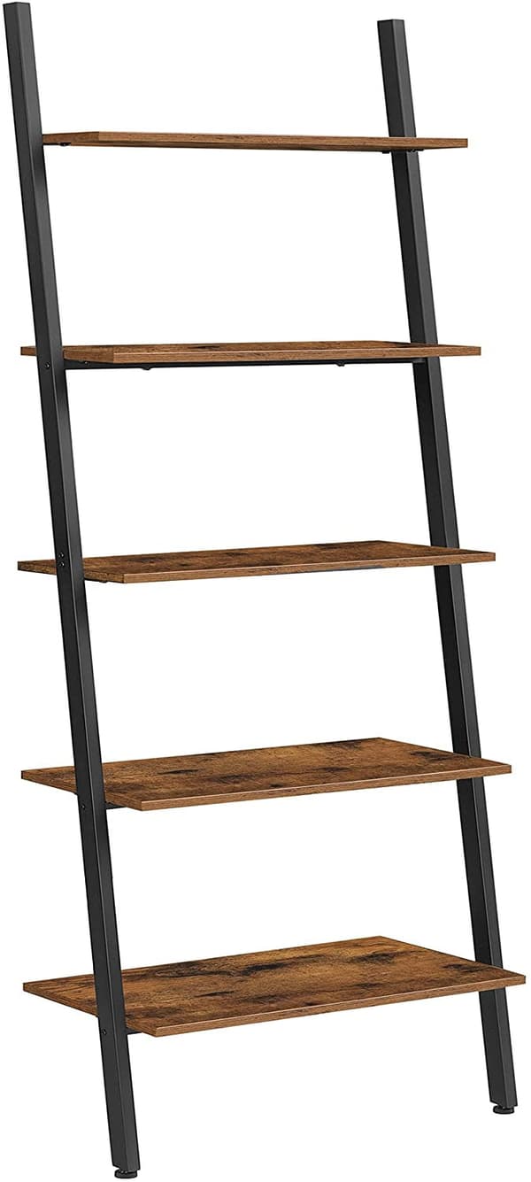 Steg hylla med 5 hyllor Vintage brun-svart