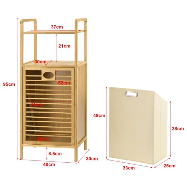 Badrumshylla Rendalen med tvättkorg 40x30x95 cm bambu [en.casa]