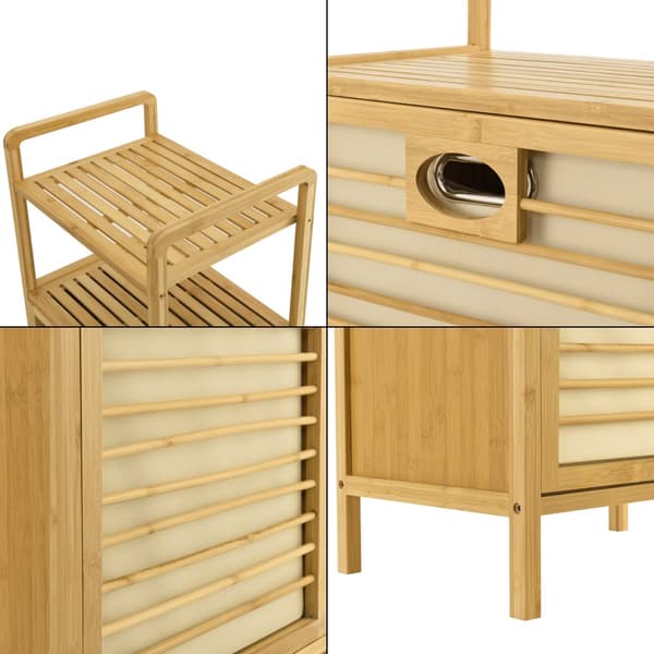 Badrumshylla Rendalen med tvättkorg 40x30x95 cm bambu [en.casa]
