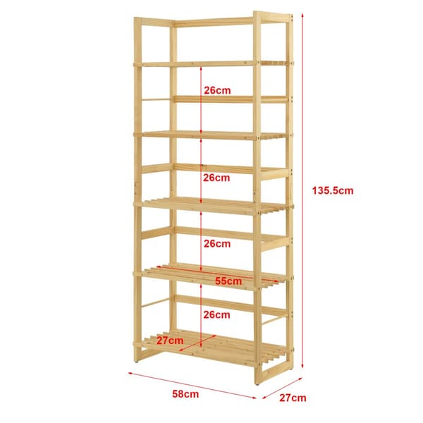 Hylla Luster 58x27x135,5 cm bambu [en.casa]