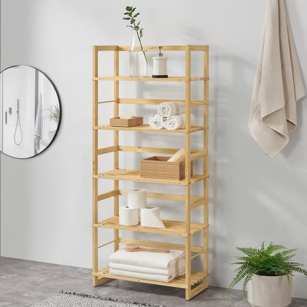 Hylla Luster 58x27x135,5 cm bambu [en.casa]