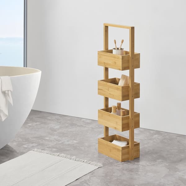 Badrumshylla Bardu 28x16x88 cm bambu [en.casa]