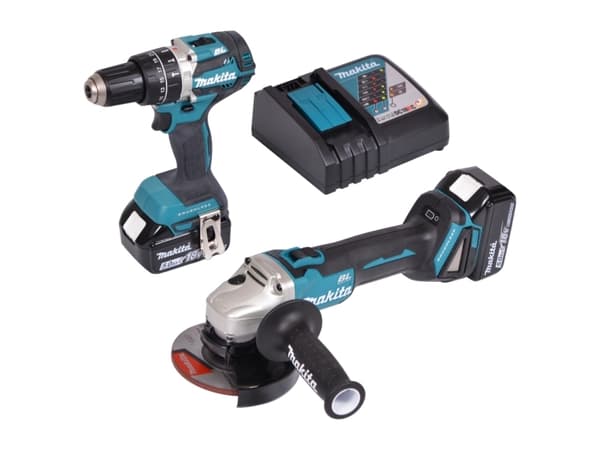 Makita DLX2210TJ1, Cordless angle grinder, Trådløs kombidrill, Sort, Blå, 30 Nm, 2000 RPM, 30000 bpm, 1,5 mm