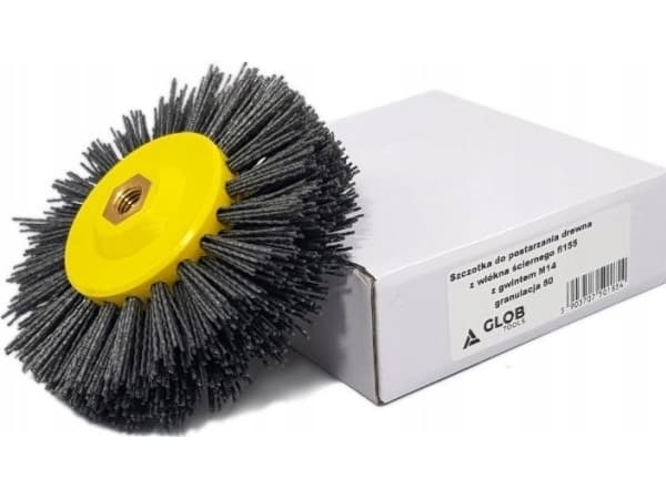 Glob Slipande fiberborste för träåldring fi 155mm med M14 gänga korn 80