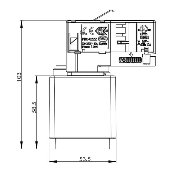 Deko Light 710024 D Line Steckdosenadapter Högspänningsystem-komponent Strömskena 3-fasig Vit