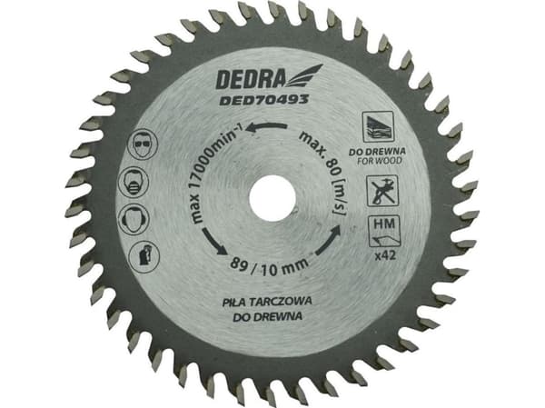 Dedra Cirkelsåg 89x10x1.1x1.8x42T för DED7049, för trä