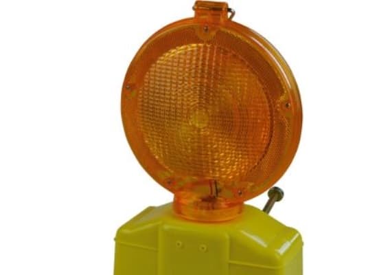 Blinklampe, dobbelsidet LED 6V - 180mm gul linse, anvender 2 stk 6V batteri (medfølger ikke)