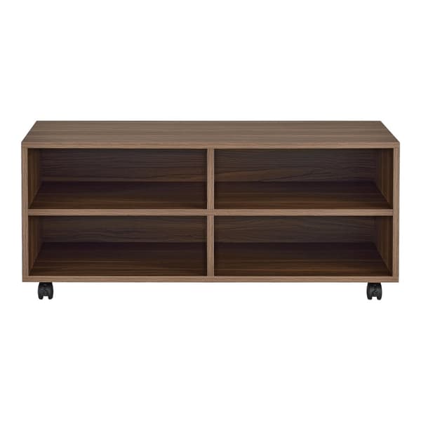 Tv-bänk Gränne med hjul 90x35x40,5 cm mörkt trämönster [en.casa]