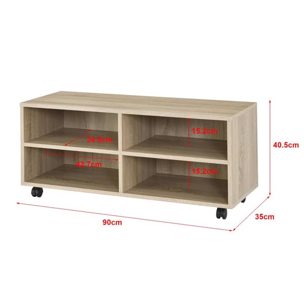 Tv-bänk Gränne med hjul 90x35x40,5 cm sonoma ekfärg [en.casa]