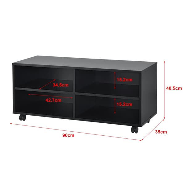 Tv-bänk Gränne med hjul 90x35x40,5 cm svart matt [en.casa]
