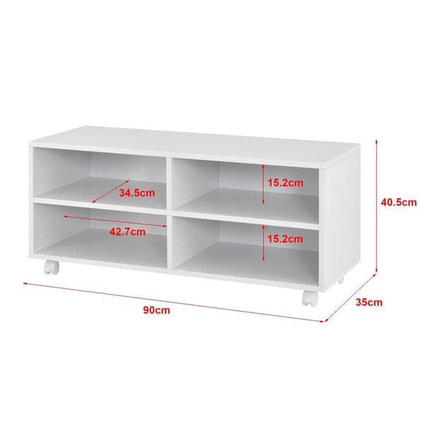 Tv-bänk Gränne med hjul 90x35x40,5 cm vit matt [en.casa]