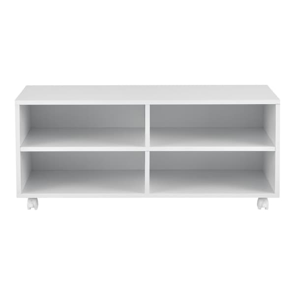 Tv-bänk Gränne med hjul 90x35x40,5 cm vit matt [en.casa]