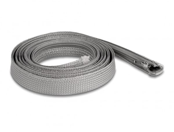 Delock - Flätad ärm - 20 mm diameter with zip fastener - 2 m - grå