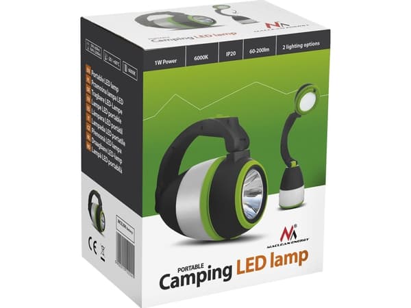 Maclean 3-in-1 LED-lamppu, retkeily, työpöytä, taskulamppu, 1W, 60-200lm, Cold White 6000K, 18650 1500mAh, powerbank-toiminto MCE298