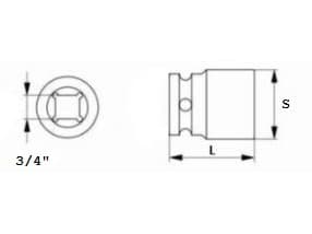 Jonnesway 3/4" 41 mm långa 6-punkts slaghylsor (S03AD6141)