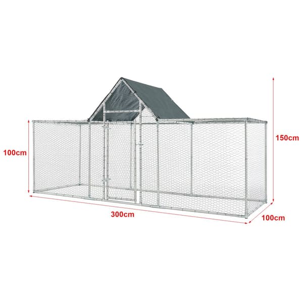 Hönsbur Arguin 300x100x100-150 cm galvaniserat stål UV-beständig [pro.tec]
