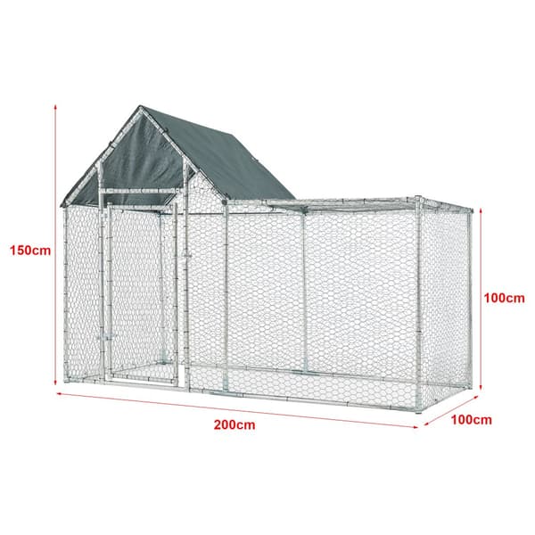 Hönsbur Arguin 200x100x100-150 cm galvaniserat stål UV-beständig [pro.tec]
