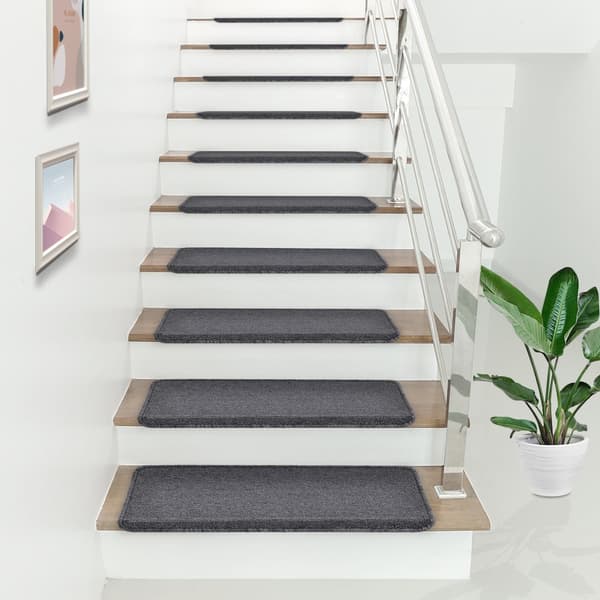 Trappstegsmatta set om 15 självhäftande mörkgrå 65x24 cm [en.casa]