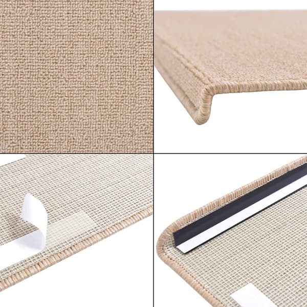 Trappstegsmatta set om 15 självhäftande beige 65x24 cm [en.casa]