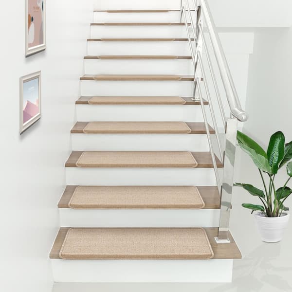 Trappstegsmatta set om 15 självhäftande beige 65x24 cm [en.casa]