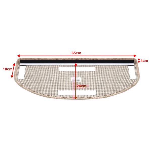 Trappstegsmatta set om 15 självhäftande halvmåne beige 65x24 cm [en.casa]