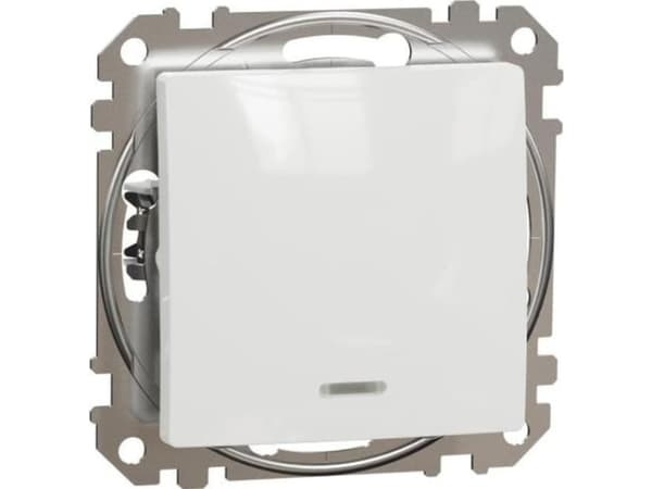 Schneider Electric Sedna Design, painike valaistuksella, valkoinen