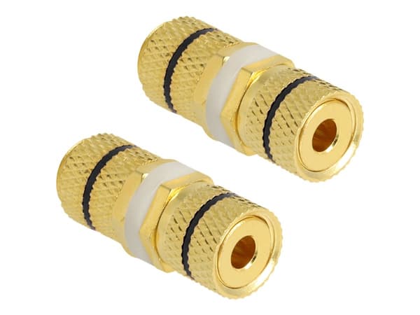 DeLOCK 64144, 2 x binding post, Musta, Kulta, Naaras/naaras, Suora, Kulta, 9,5 mm