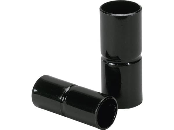 Muffe kort 25 mm sort lakeret metal.