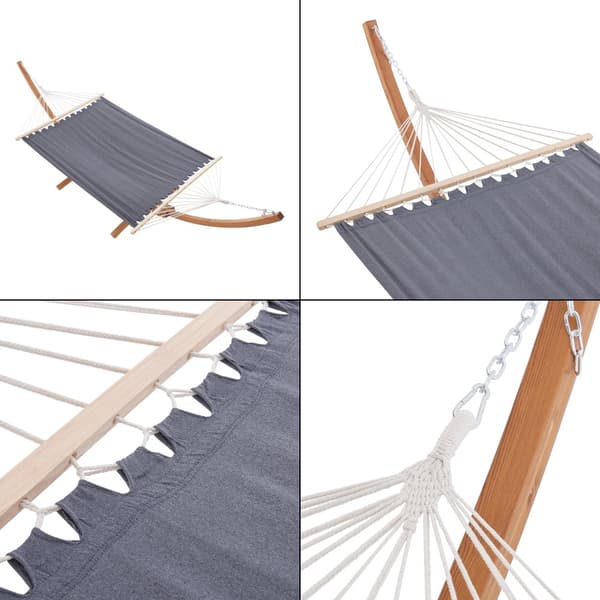 Hängmatta Langadia med stativ 415x120x125 cm lärk [en.casa]