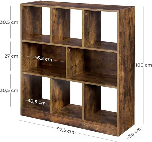 Bokhylla Med 8 Fack Vintage Brun 97,5 X 30 X 100 CM