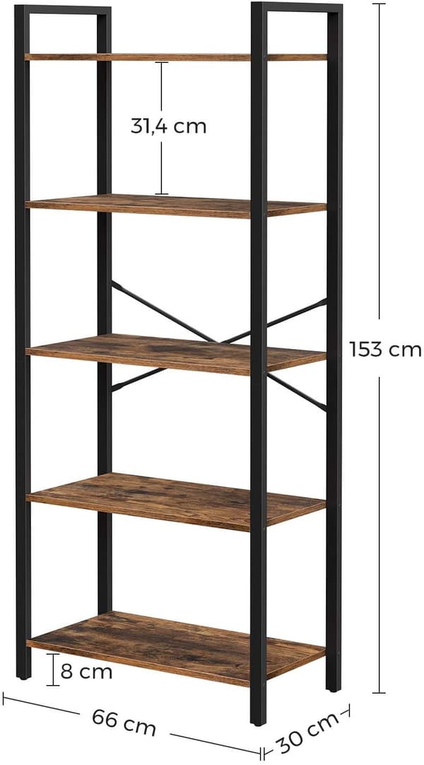 Bokhylla 66 x 30 x 153 cm Förvaringsställe Vintage brun-svart
