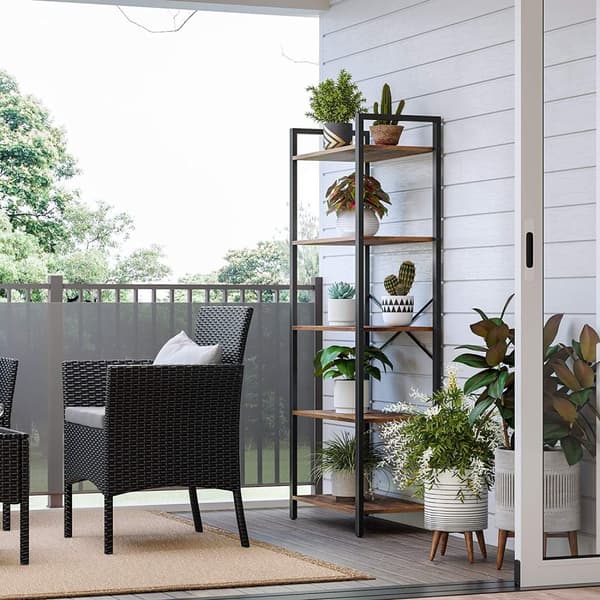Bokhylla 66 x 30 x 153 cm Förvaringsställe Vintage brun-svart