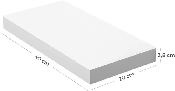 Vägghylla 40 x 20 CM - Vit Hyllplan