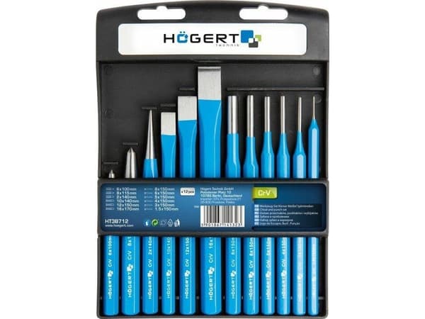 Högert Technik meisler, stanser og stanser 12 stk., CrV HT3B712