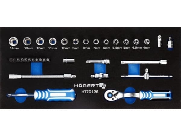 Verktøysett Hogert HT7G126; 1/4''; 34 stk.