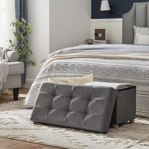 Sittbänk med förvaring 76 x 38 x 40 cm - 65L - Mörkgrå