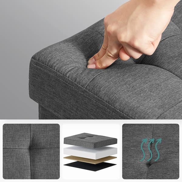 Sittbänk med förvaring 76 x 38 x 40 cm - 65L - Mörkgrå