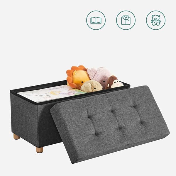 Sittbänk med förvaring 76 x 38 x 40 cm - 65L - Mörkgrå