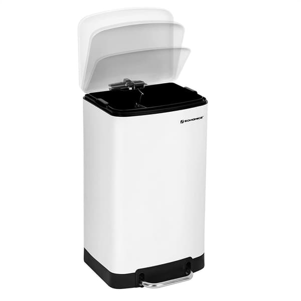 Pedalhink 30L Vit metall - Papperskorg 34 x 27,5 x 61,5 cm