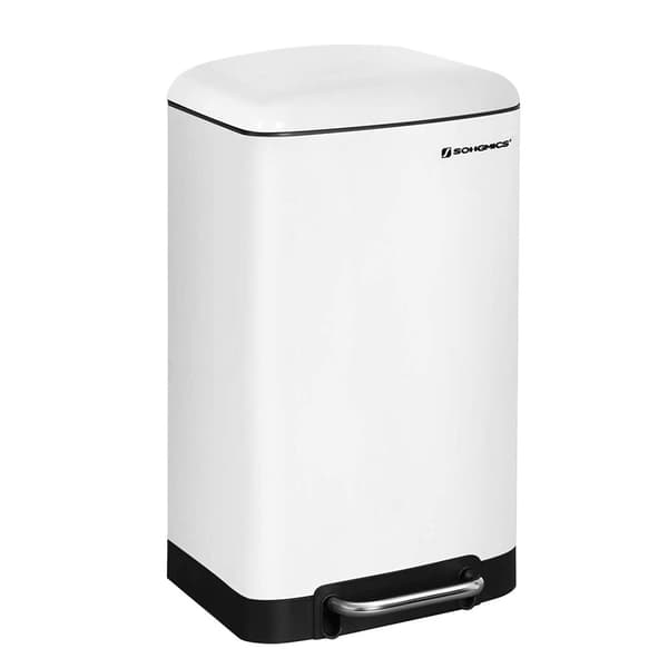 Pedalhink 30L Vit metall - Papperskorg 34 x 27,5 x 61,5 cm