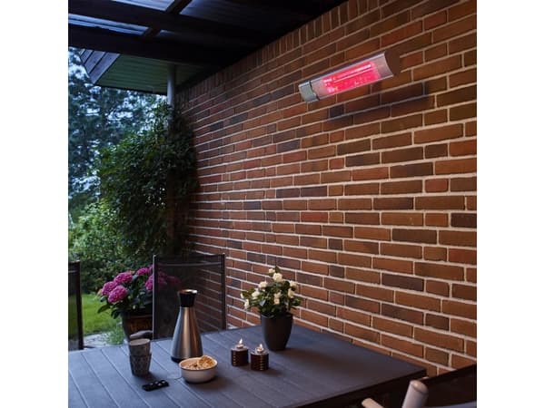 HORTUS Terassilämmitin seinämalli 500/1000/1500 W, GT, 51 cm, kaukosäätimellä, hopea (211-352)
