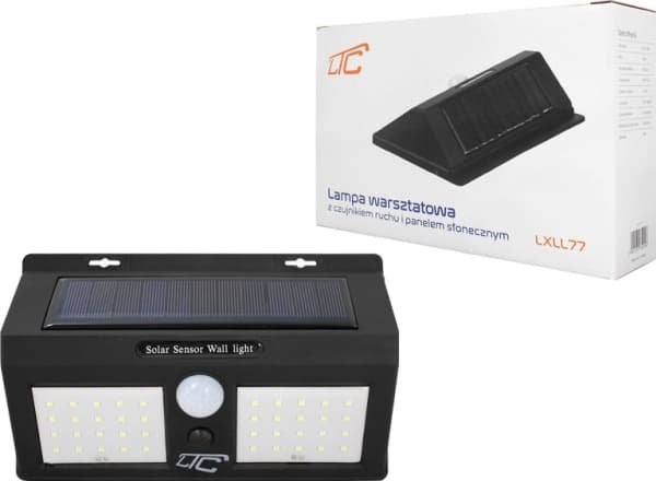 Vegglampe LTC LTC Solar LED-lampe 40xSMD 8W, 1000lm, 1200mAh PIR + solcellepanel.